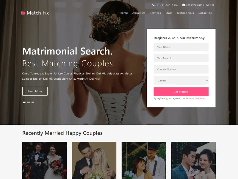 Match Fix: Free Wedding HTML Website Templates