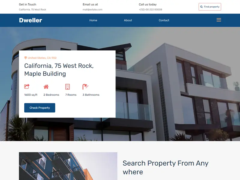 Dweller: Free Real Estate HTML Website Templates