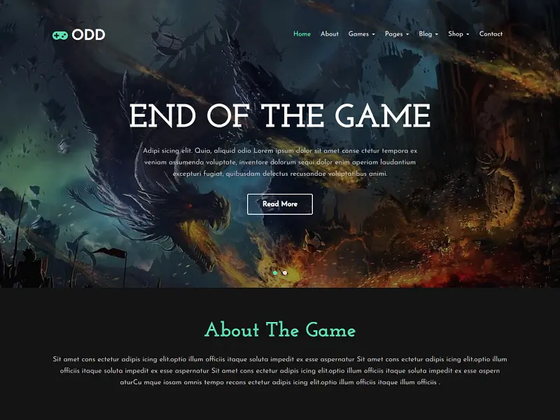 #Odd: Free Gaming HTML Website Templates