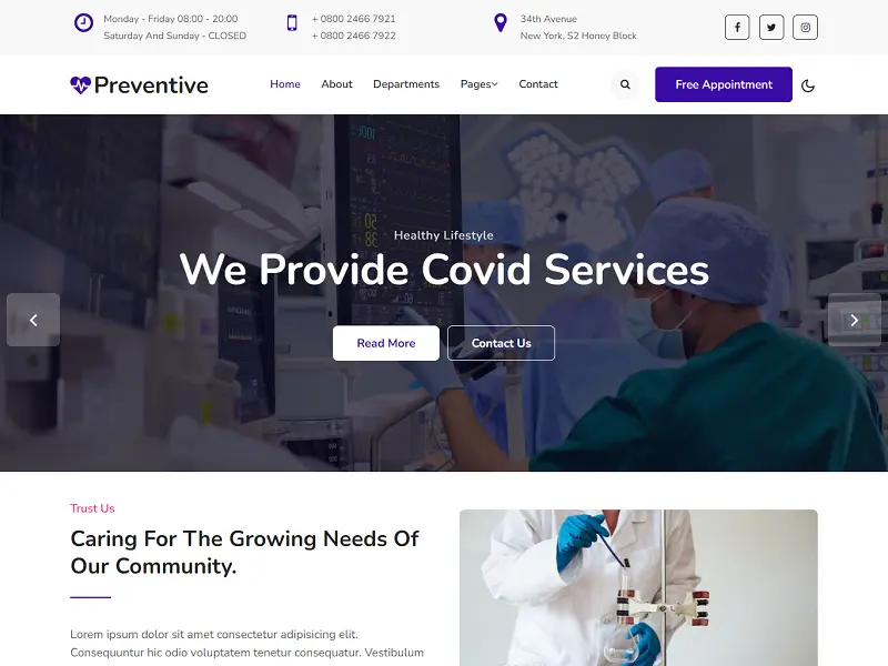 Preventive: Free Medical HTML Website Templates