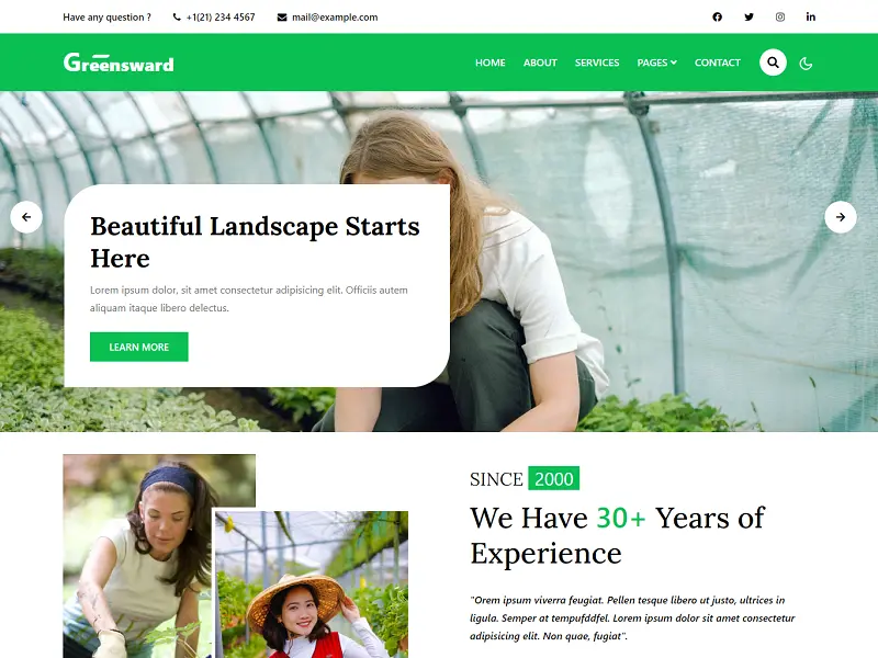 #Greensward: Free Agriculture HTML Website Template