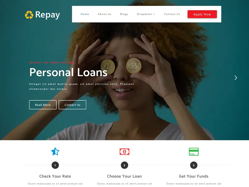 Repay: Free Banking HTML Website Templates